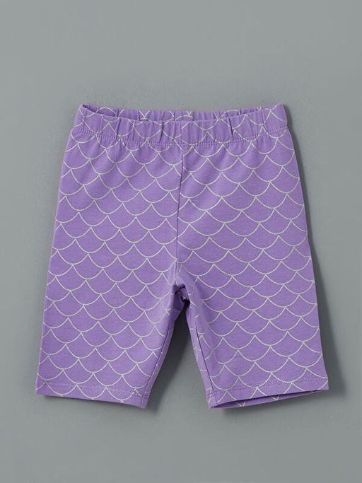 Beli Lastikli Bask?l? K?z ?ocuk K?sa Tayt