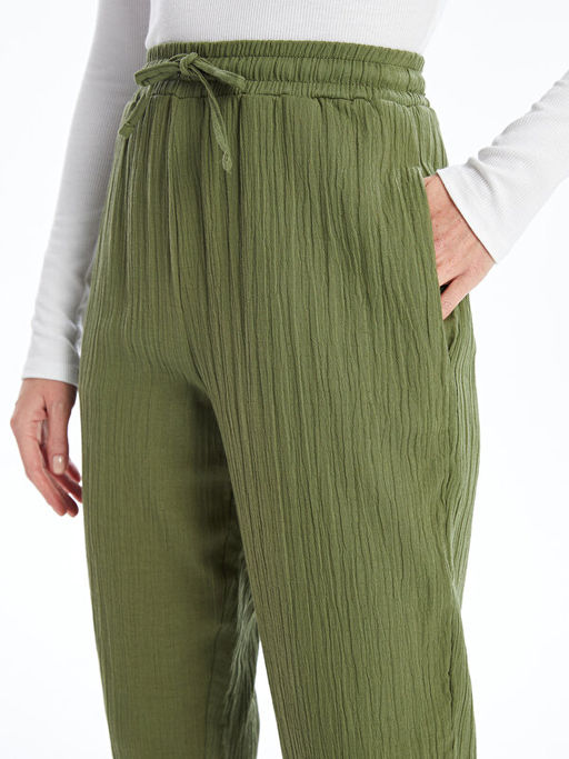 Kad?n Beli Lastikli D?z Pantolon