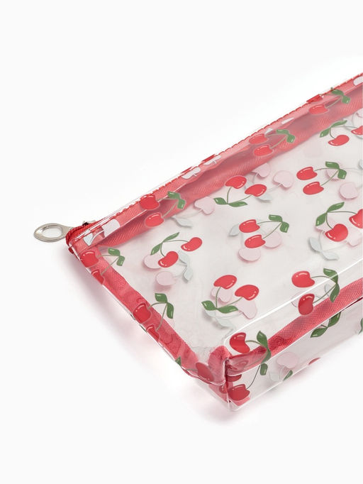 Косметичка женская Cherries, для бассейна, прямоугольная, прозрачная