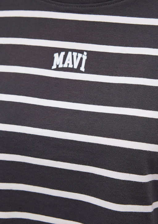 Mavi Logo Bask?l? Siyah Cizgili Crop Tisort  фото 6