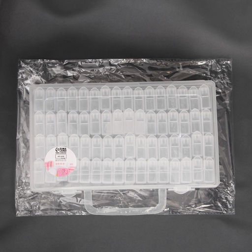 Органайзер для хранения мелочей, 64 баночки, 13×22×5 см, с наклейками, прозрачный