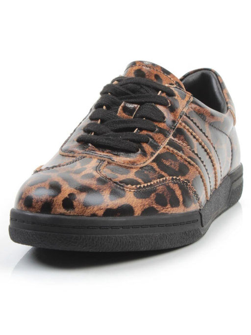 03-B6C-7PC BROWN/LEOPARD Кеды женские (натуральная кожа)