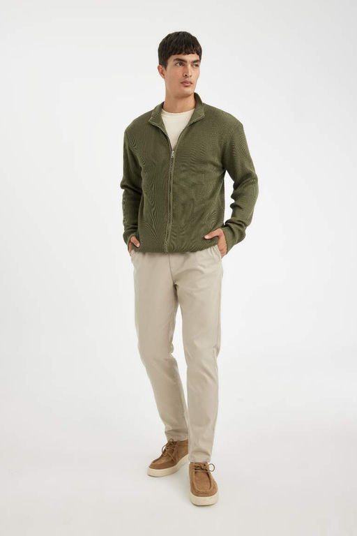 Кардиган стандартной посадки с высоким воротником и молнией - Defacto фото 2