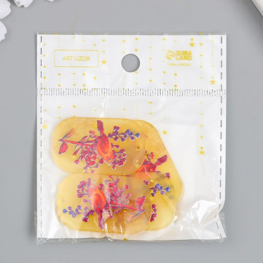 Цена за 4 шт. Декор для творчества акрил Птица на сухоцвете, 0.2?2.4?4 см