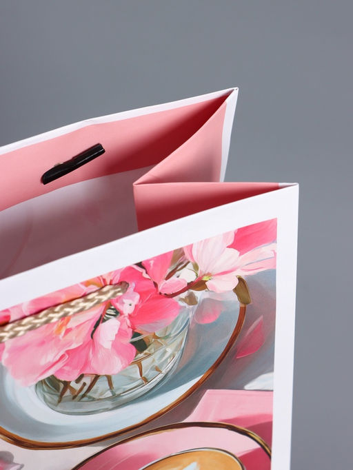 Пакет подарочный ламинированный, «Идеальный завтрак», розовый, 18×22.3×10 см