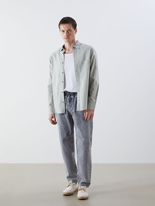 Regular Fit Uzun Kollu Erkek Jean G?mlek
