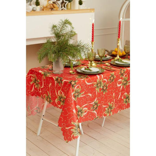Скатерть новогодняя Доляна Новогодние подарки 145*260 +/- 2 см, 100% п/э  фото 3