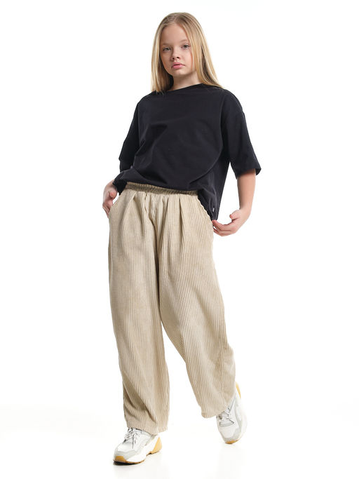 Брюки вельветовые для девочки 22-7614 бежевый - Mini maxi фото 4