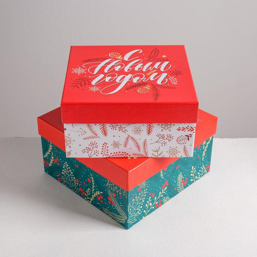 Набор подарочных коробок 6 в1 Happy new year, 10 10 6 - 20 20 11 см - Дарите счастье фото 2