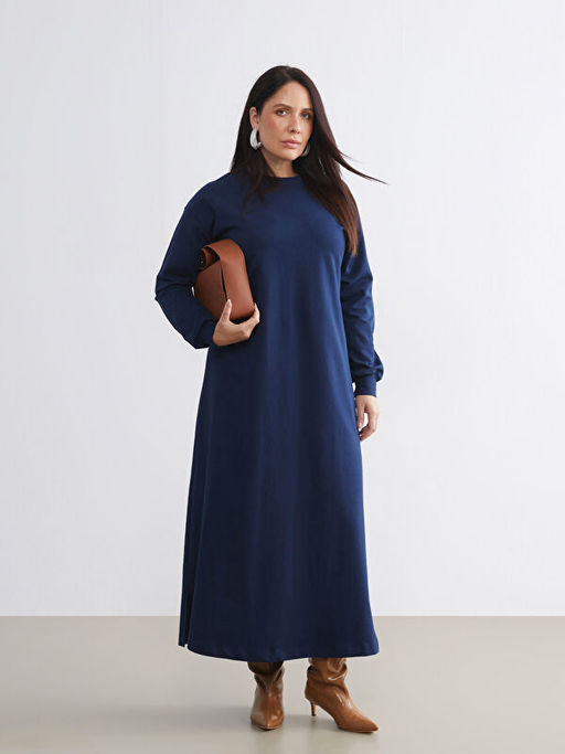 Bisiklet Yaka Sweatshirt Elbise