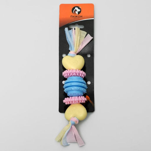 Игрушка жевательная для собак Пижон Premium на верёвке, 5 элементов, термопластичная резина, микс  фото 4