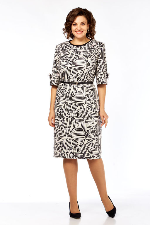 Платье Элль стиль 2406 бежевый/черный