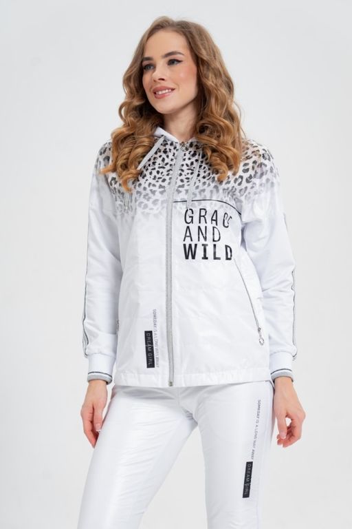 Толстовка из футера комбинированного с принтованной плащевой тканью - А+б коллекция фото 17