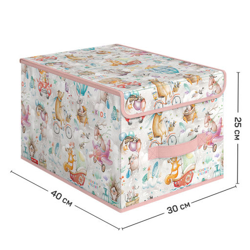 VAL KTRP-BOX-LM Короб стеллажный с крышкой, большой, 30*40*25 см, розов., ПУТЕШАСТИКИ, шт - Valiant фото 3