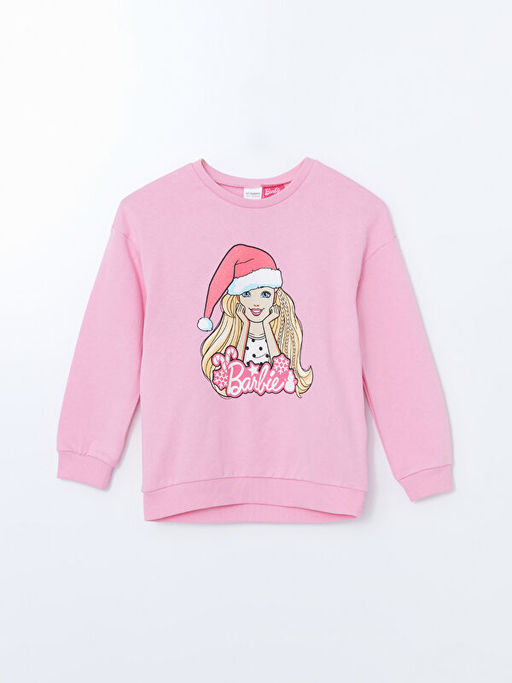 Bisiklet Yaka Barbie Bask?l? K?z ?ocuk Pijama Tak?m?