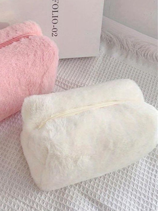 Kristaller Косметичка женская плюшевая, белый