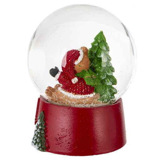 Фигурка декоративная "Дед Мороз/Снеговик/Медвежонок" в стекл шаре, L9 W8 H10 см, 3в.