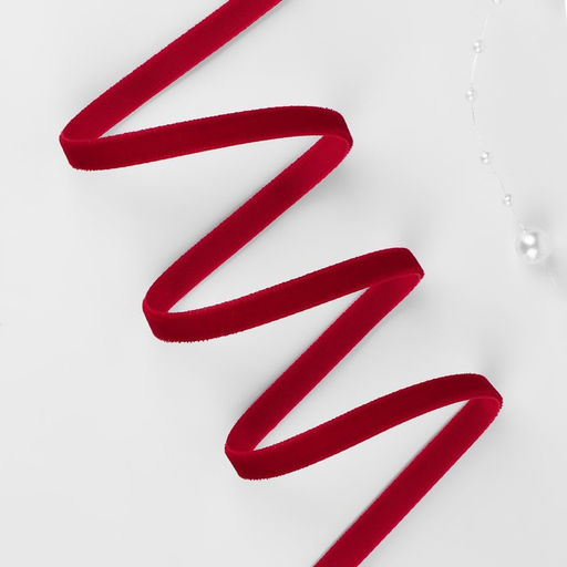 Лента бархатная, 6 мм, 18±1 м, красная №40