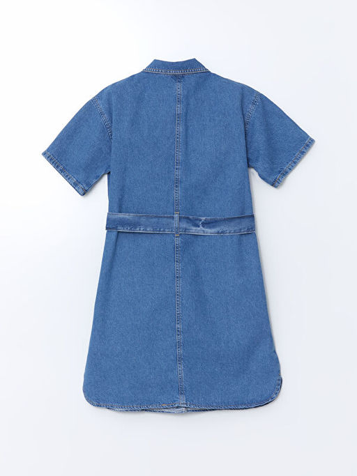 K?sa Kollu K?z ?ocuk Jean G?mlek Elbise