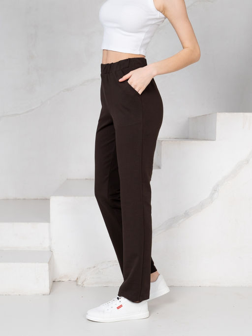 Брюки футер 2-хнитка мягкая резинка.,шоколадные - Binita фото 4