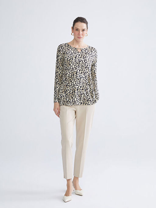 Bisiklet Yaka Desenli Bluz