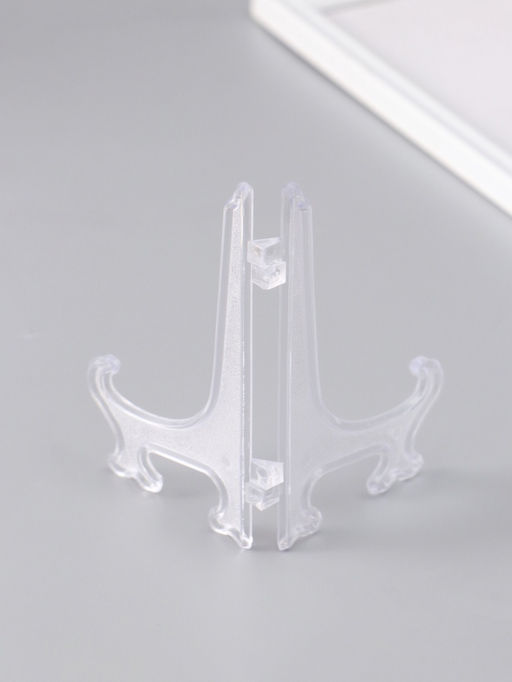 Цена за 2 шт. Подставка для тарелки декоративной d=13-16 см, пластик, 12.5 см, прозрачная, набор 5 шт.