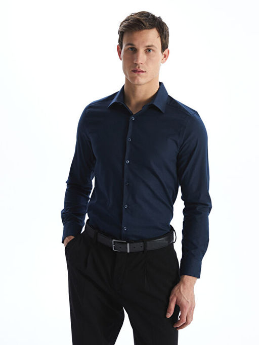 Slim Fit Uzun Kollu Gabardin Erkek G?mlek