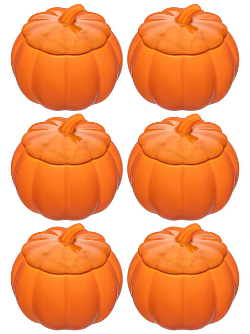 Набор горшочков д/запекания 6 пр. 250 мл 10*10*8,5 см "Тыква", оранжевый, фарфор