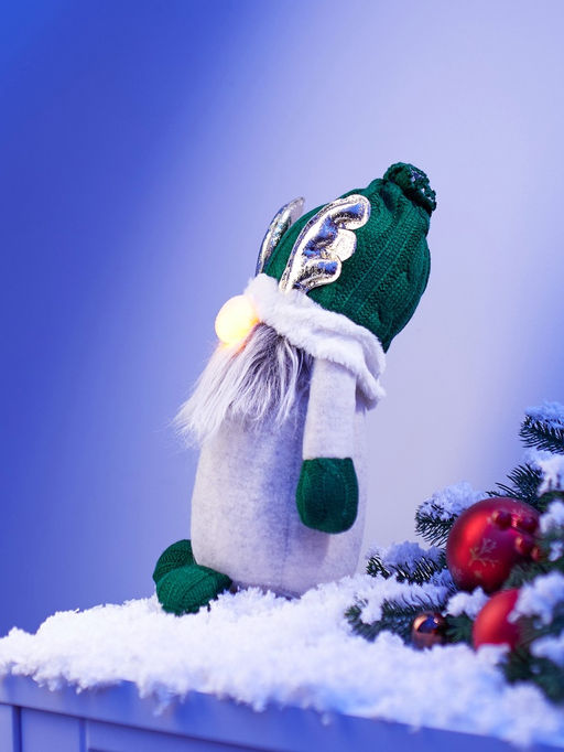 Фигура текстиль «Гном лосяш в зелёном» 33×12×18 см, 1 LED, от батареек AG13×3, свечение тёплое белое