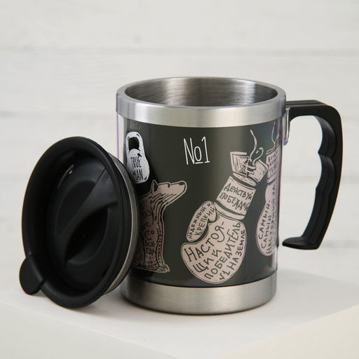 Термокружка Крепкий чай настоящего мужика: 400 мл, сохраняет тепло 2 ч