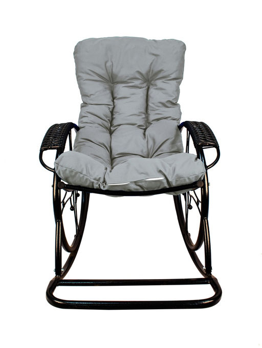 Кресло садовое «Овал люкс», 56×120×93 см, чёрное, с серой подушкой