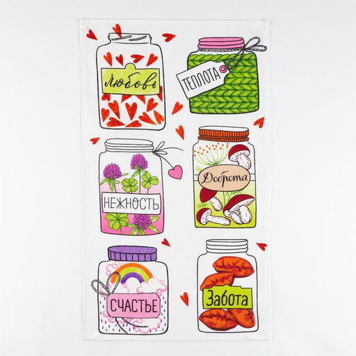 Набор полотенец кухонных Доляна. Любимая бабушка, 35?60 см - 4 шт., хлопок 100%