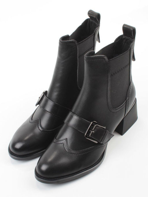 01-J4B-9A BLACK Ботинки "Челси" демисезонные женские (натуральная кожа, байка)