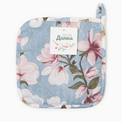 Прихватка Доляна Магнолия 19х19см, рогожка 158 г/м2, 50% хл, 50% пэ  фото 4