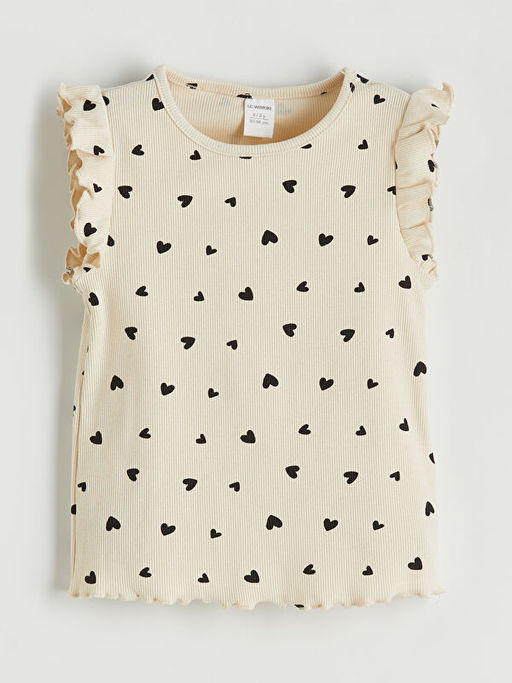 Kalp Bask?l? K?z ?ocuk Bluz ve Tayt