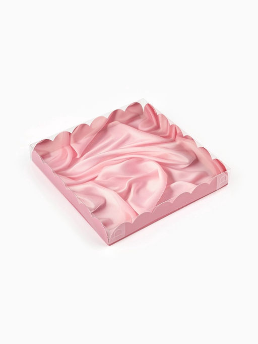 Цена за 5 шт. Коробка для печенья, кондитерская упаковка с пластиковой крышкой, «Шёлковая любовь», 21×21×3 см