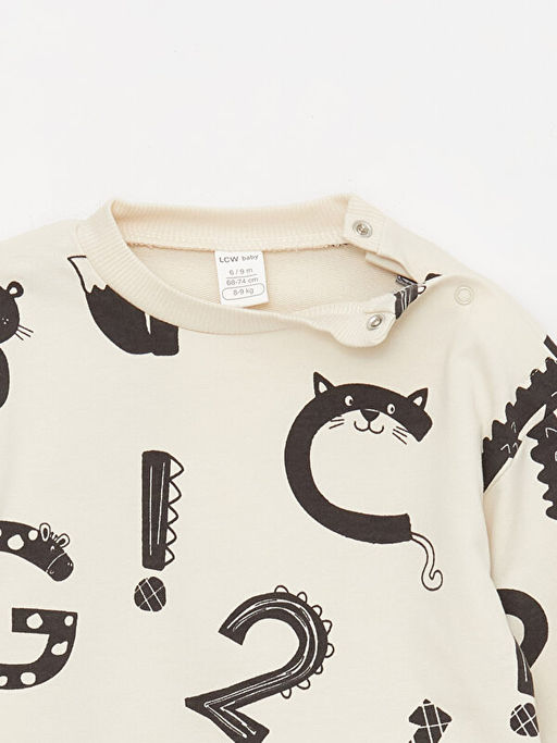 Bisiklet Yaka Bask?l? Uzun Kollu Erkek Bebek Sweatshirt ve Tayt 2li Tak?m - Waikiki фото 3