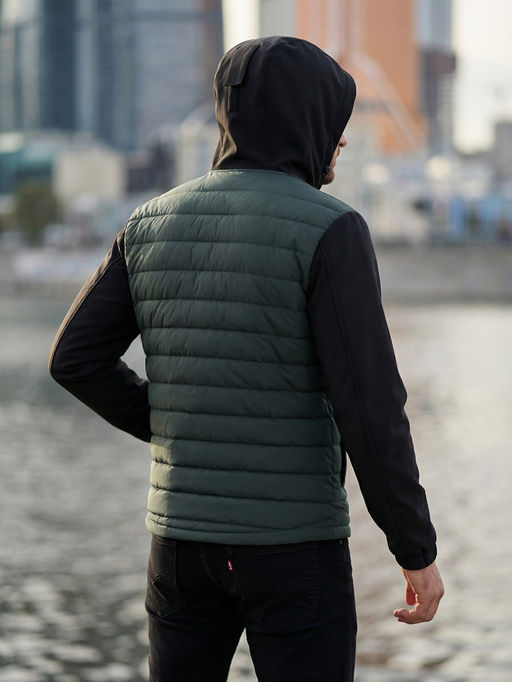 Куртка мужская гибридная стёганая с капюшоном с графеновой подкладкой черного цвета 9627_1Ch - Mtforce фото 75