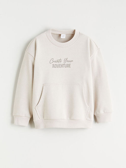 Bask?l? Erkek ?ocuk Sweatshirt