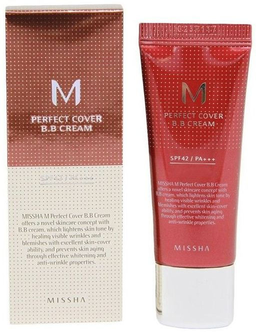 №23 - 20мл Бб крем MISSHA M Perfect Cover BB Cream SPF42/PA+++ (No.23/Natural Beige)  фото 2