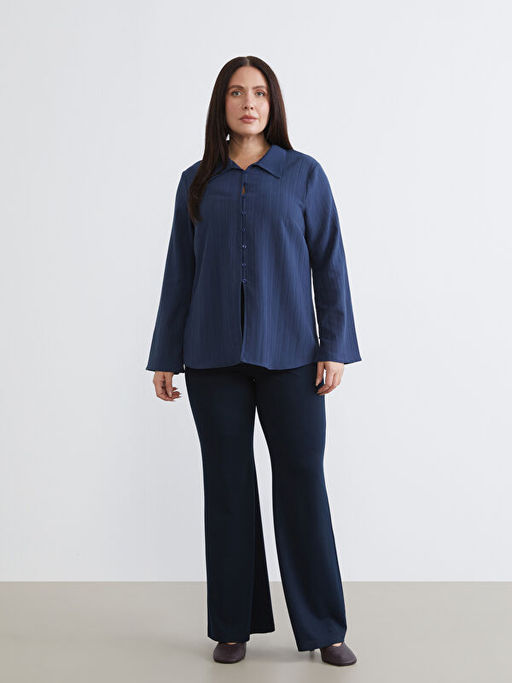 B?y?k Beden Dokulu Poplin Kad?n G?mlek