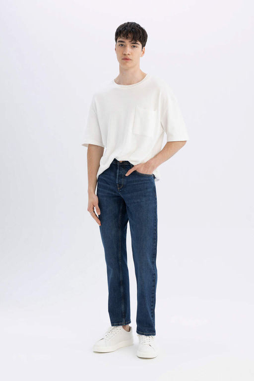 Джинсовые брюки Sergio Regular Fit Normal Mold с нормальной талией и зауженными штанинами - Defacto фото 3