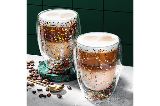 Набор 2 стаканов 350 мл 9*9*11,5 см Crystal glass с двойными стенками и декором из глиттера - Elan gallery фото 9