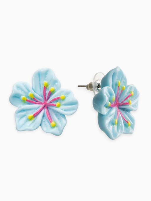 Цена за 2 шт. Серьги пластик "Лилии", цвет голубой