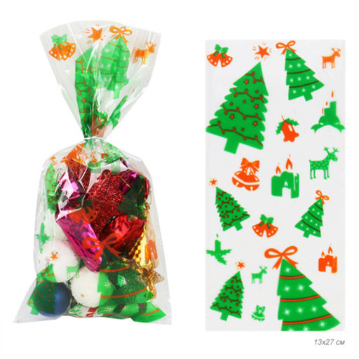 Пакет подарочный набор 50 штук 13х27 Новый год Елочка / NG1058 /уп 100/ - Галеонтрейд фото 2