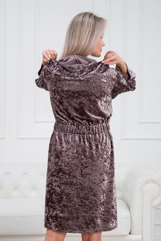 Халат женский из велюр мрамор Нежность пурпурно-серый - Амадэль фото 3