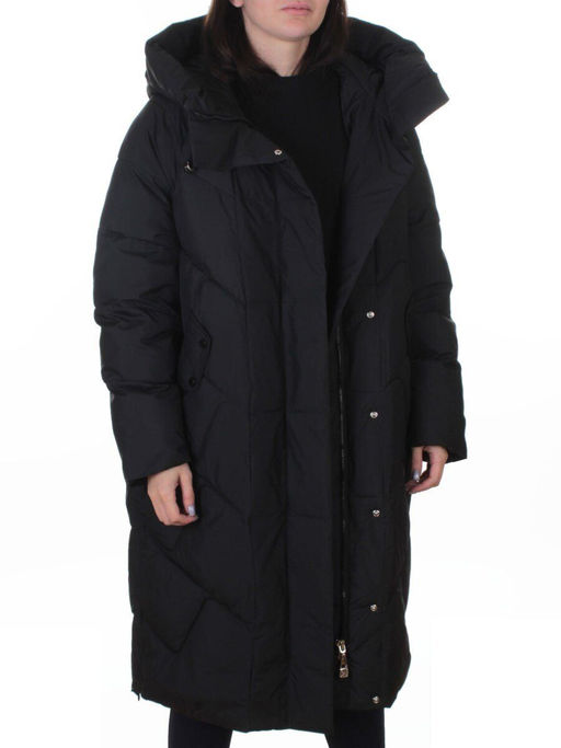 A621 BLACK Пальто зимнее женское (200 гр. холлофайбер)