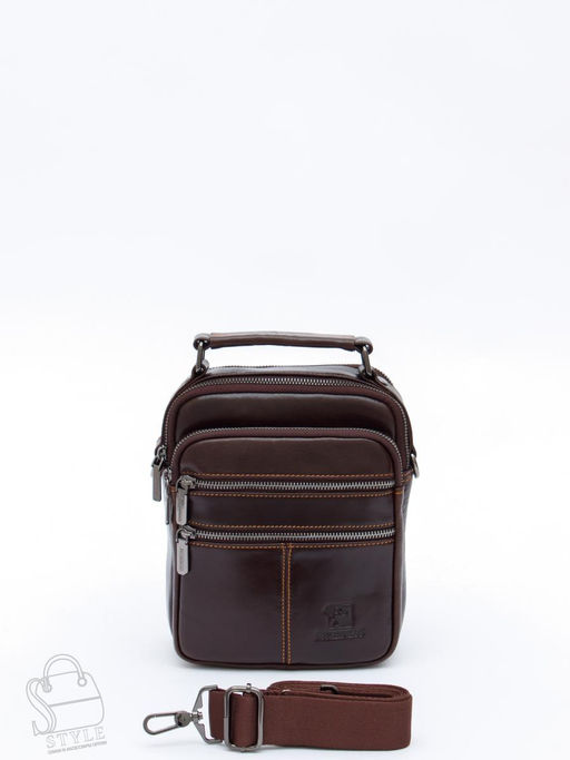 Сумка мужская кожаная 634M brown Fuzhiniao в Новосибирске