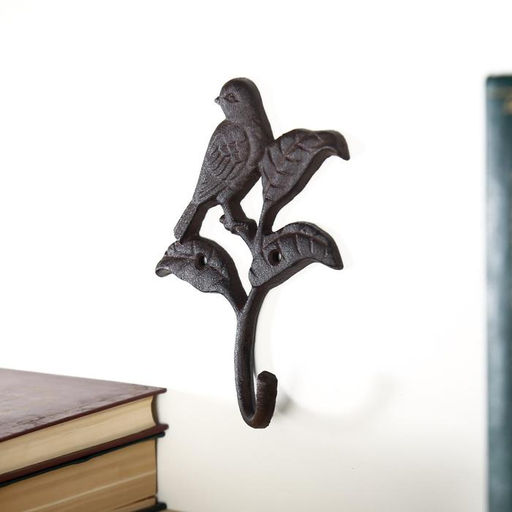 Настенный крючок декоративный «Птица и листья», чугун, 18×12×4 см