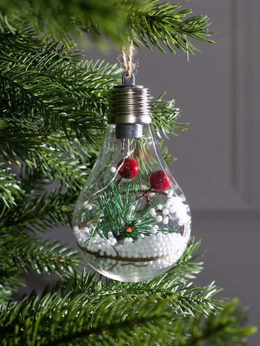 Ёлочный шар Еловая ветка, 5 LED, от батареек, свечение тёплое белое - Luazon lighting фото 10